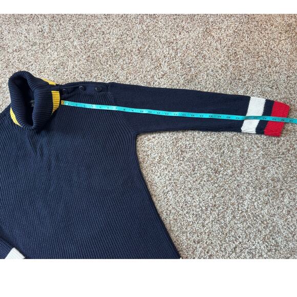 TALBOTS Blue Turtle neck sweater, Cotton Blend, colorful tunic style, Medium - Picture 6 of 8